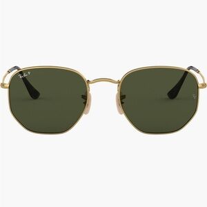Ray-Ban Classic Hexagonal Flat lenses Gold Frame with Green Lenses